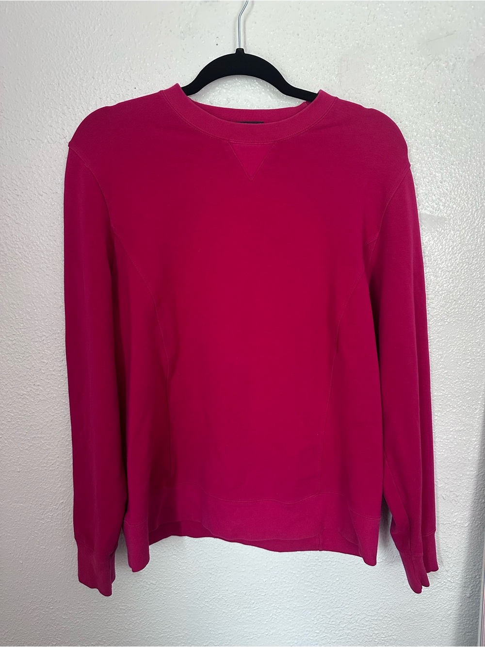 Lands End Medium Tall 10/12 Crewneck Sweatshirt Fuchsia Pink Long Sleeve Cotton